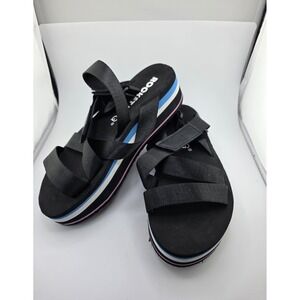 Rocket Dog Strappy Platform Sandals Striped Black Women US 10